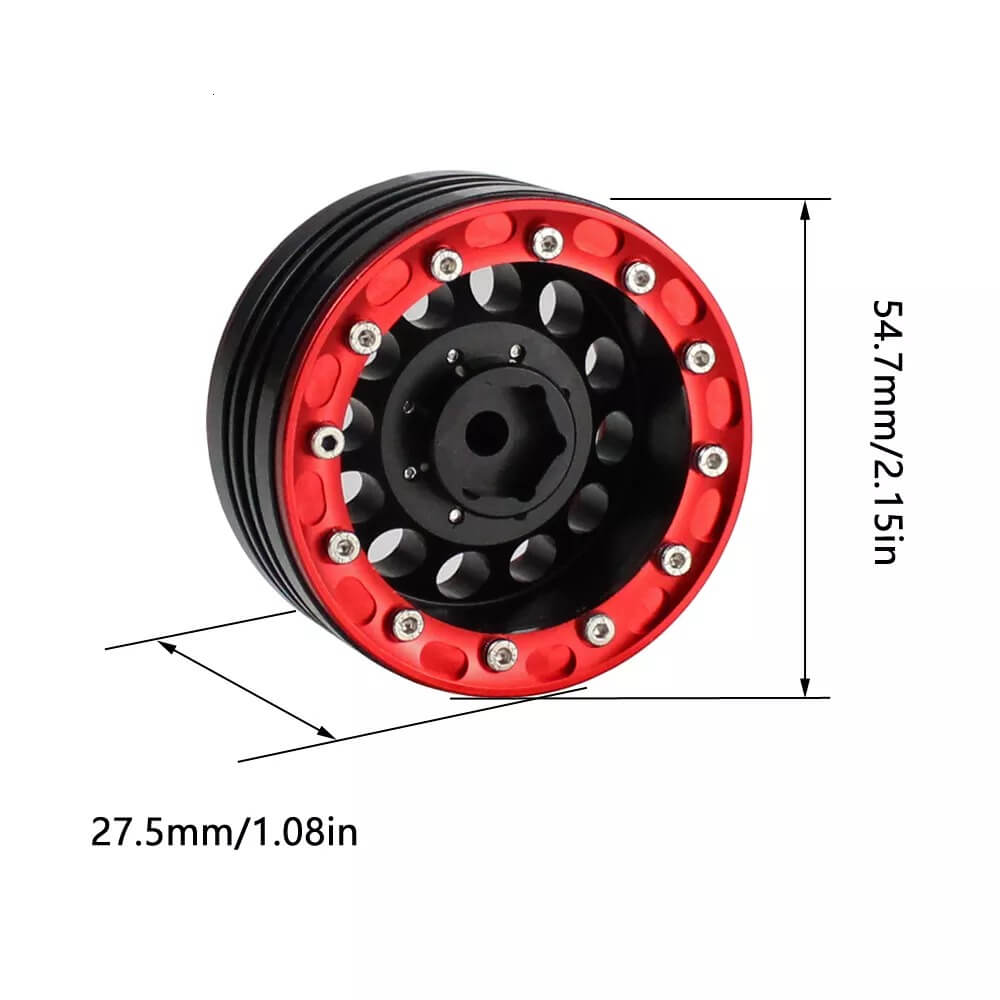 Aluminum Alloy 1.9" Beadlock Rims Pair for 1/10 RC Rock Crawler