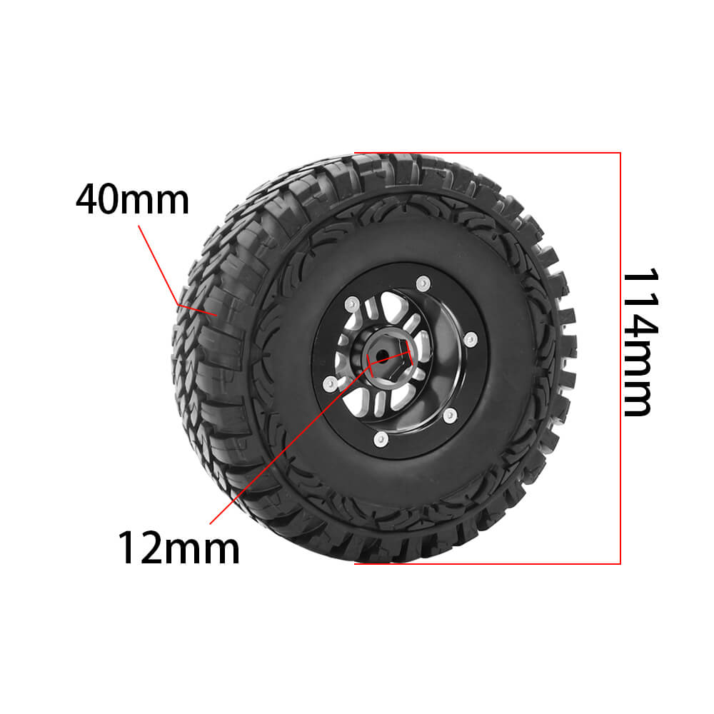 MONARA Beadlock 1.9" Rim & Tires for 1/10 RC Rock Crawler