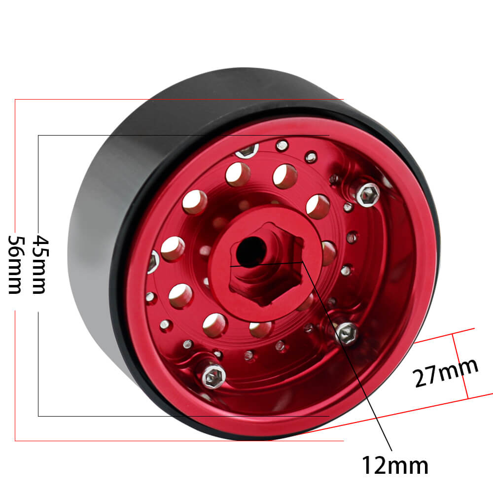 Metal Beadlock Wheel 1.9" Rims Pair for 1/10 RC Crawler