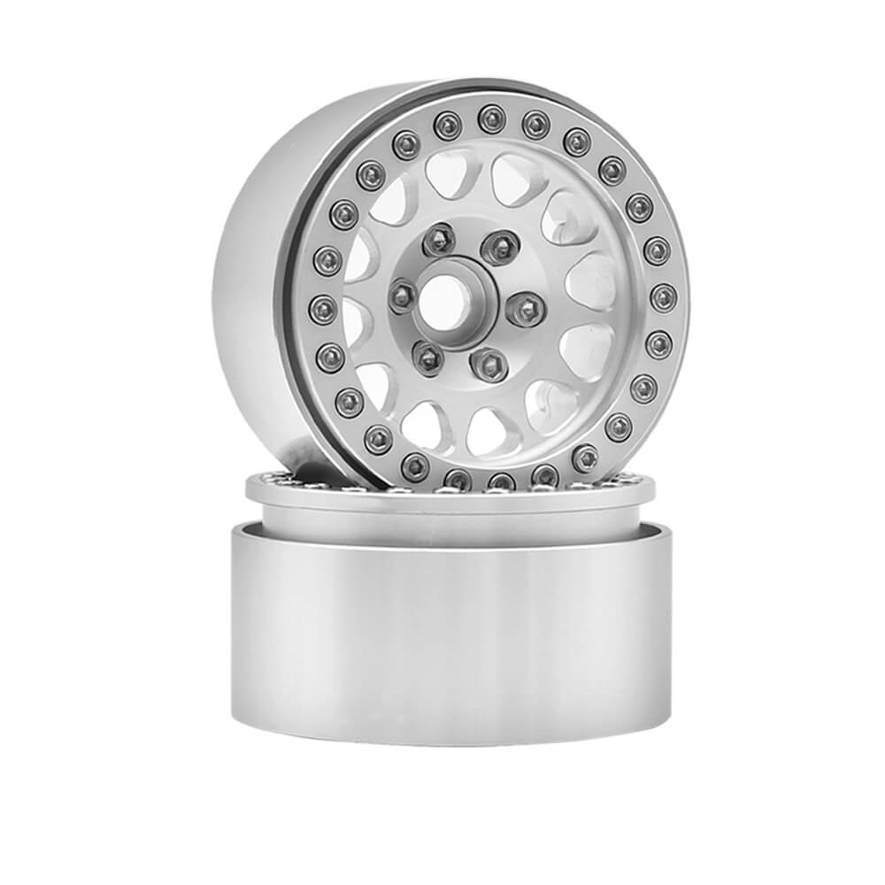 Metal Beadlock 1.9inch Wheel Rims Pair for 1/10 RC Rock Crawler