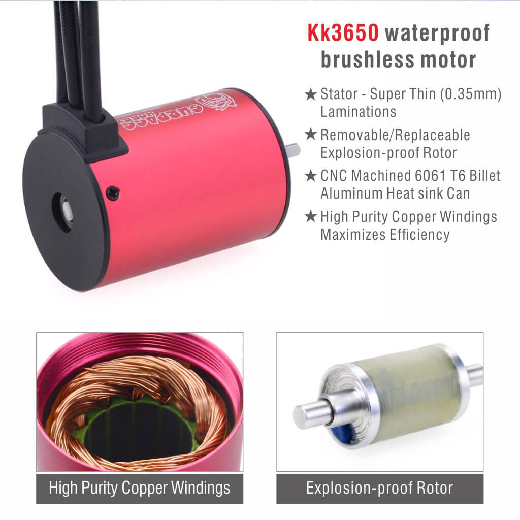 Surpass Hobby Waterproof 3650 Brushless Motor + 60A ESC + Heat Sink