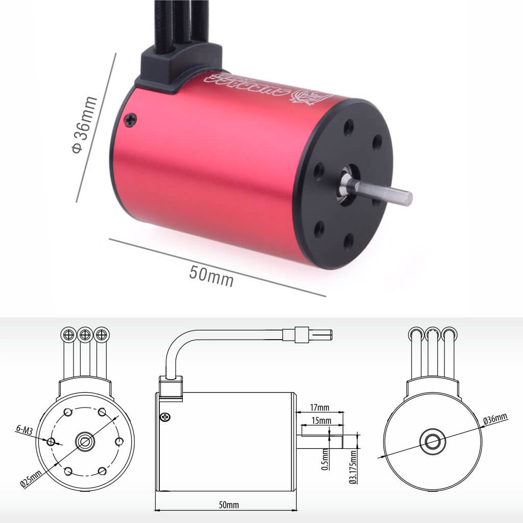 Surpass Hobby Waterproof 3650 Brushless Motor + 60A ESC + Heat Sink