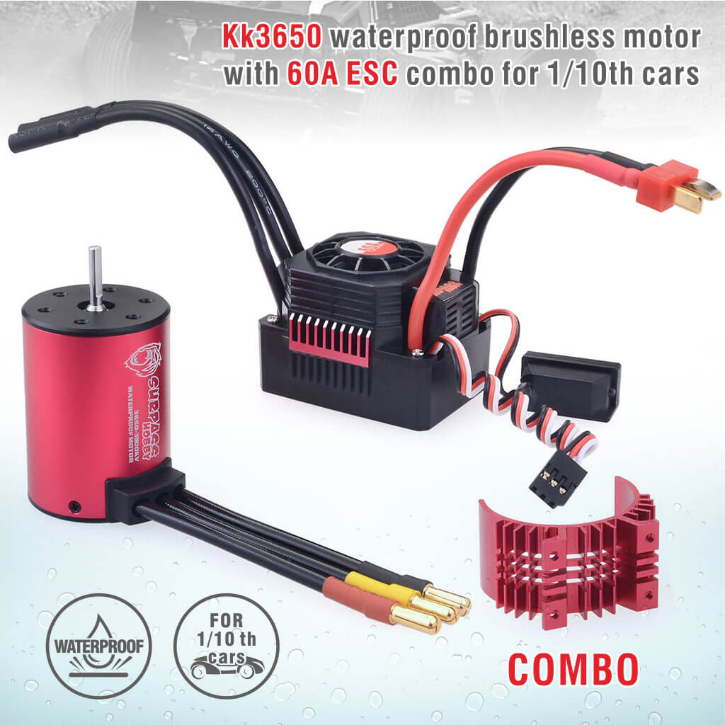 Surpass Hobby Waterproof 3650 Brushless Motor + 60A ESC + Heat Sink