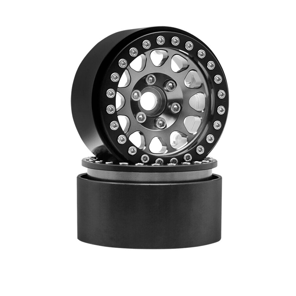 Metal Beadlock 1.9inch Wheel Rims Pair for 1/10 RC Rock Crawler