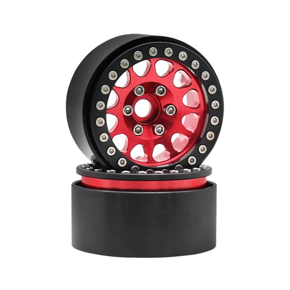 Metal Beadlock 1.9inch Wheel Rims Pair for 1/10 RC Rock Crawler