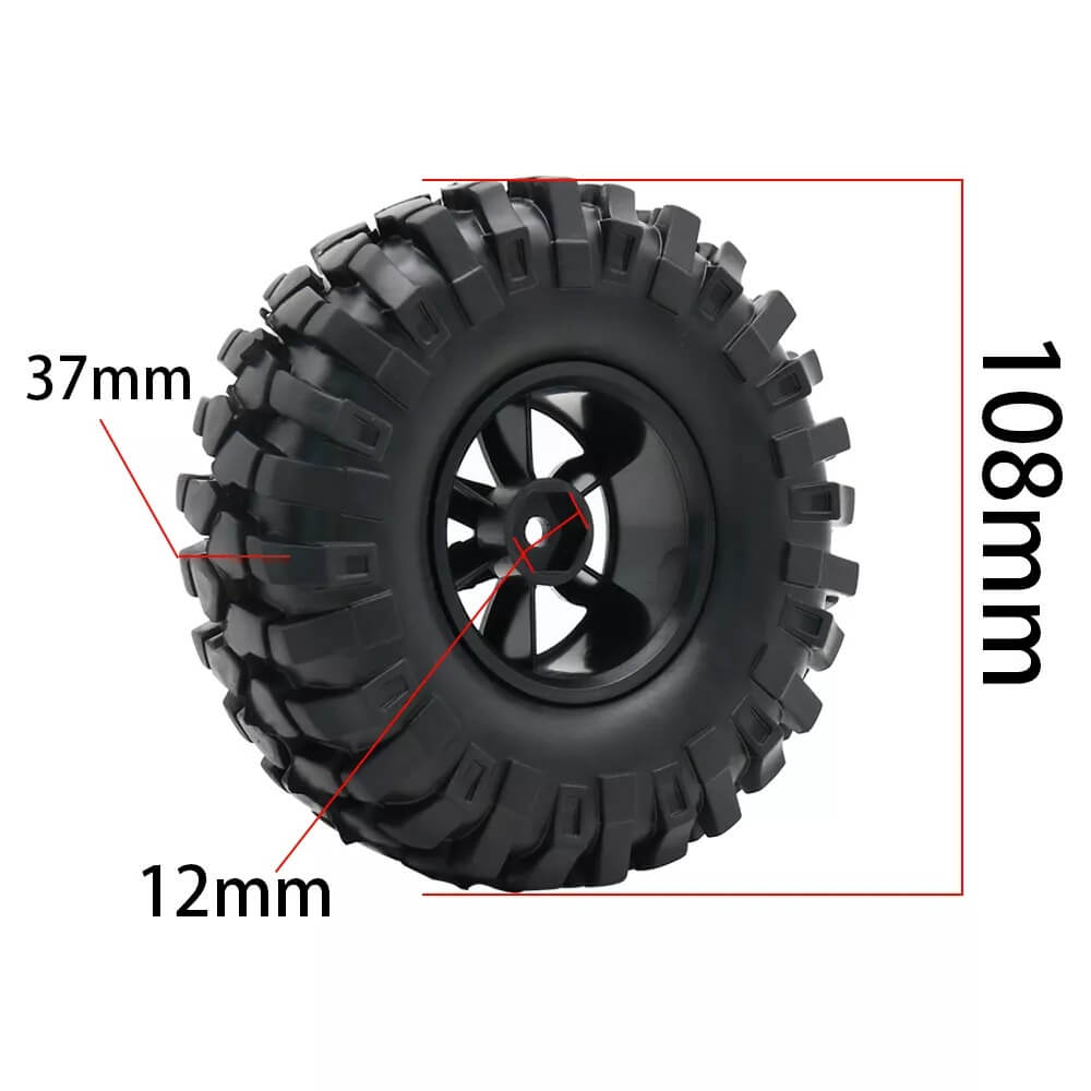 RC Rock Crawler 108mm Tires Pair 1.9" 12mm Hex Wheels