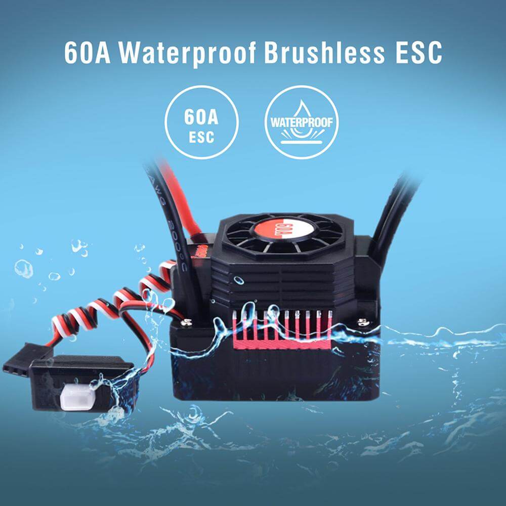 Surpass Hobby Waterproof 3650 Brushless Motor + 60A ESC + Heat Sink